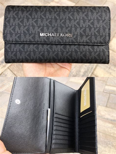 michael kors trifold black wallet|michael kors oversized wallet.